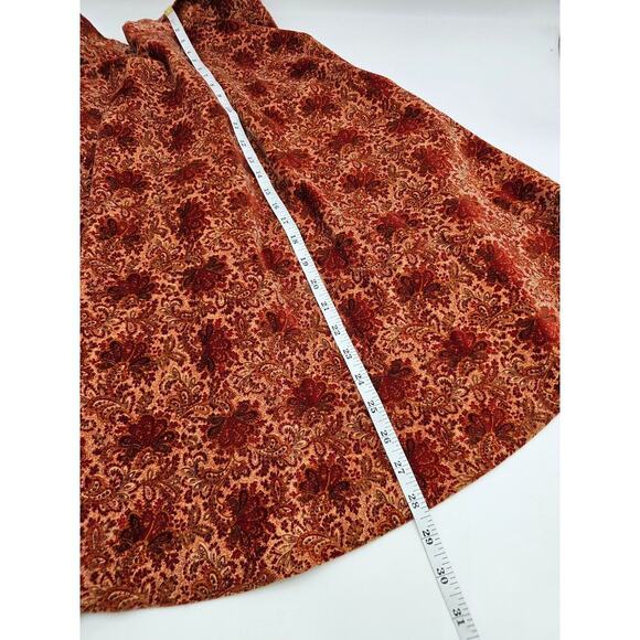 Vtg 70s Crazy Horse Women's 13/14 Maroon Western Floral Midi A-Line Skirt - Picture 6 of 6